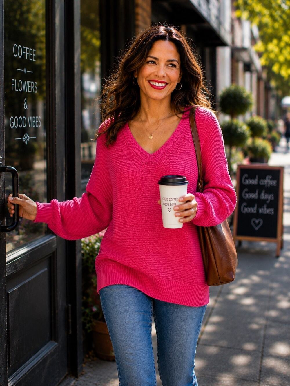 LOFT Small Pink 100% Cotton V Neck Textured Knit Pullover Sweater